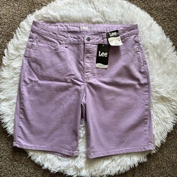 Lee Bermuda Jean Shorts Mid Rise New Purple Womens Size 16 - Picture 1 of 6
